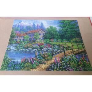 CEACO JIGSAW PUZZLE- COUNTRY COTTAGE, POND, SWAN- ARTURO ZARRAGA - 550 PC